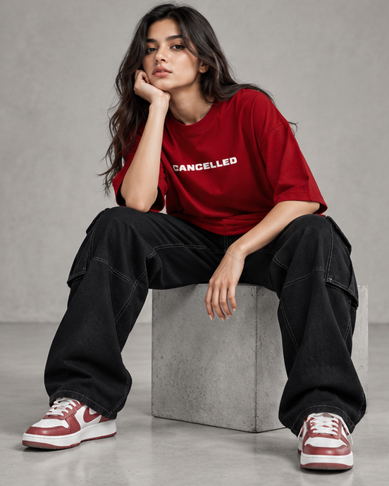 Women Cancelled Terry Oversized Tee